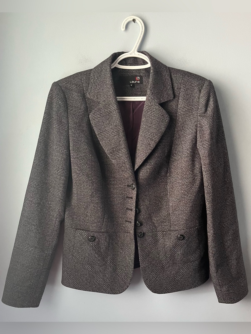 Laura Gray Glen Plaid Tailored Button-Up Blazer Pockets Size 6